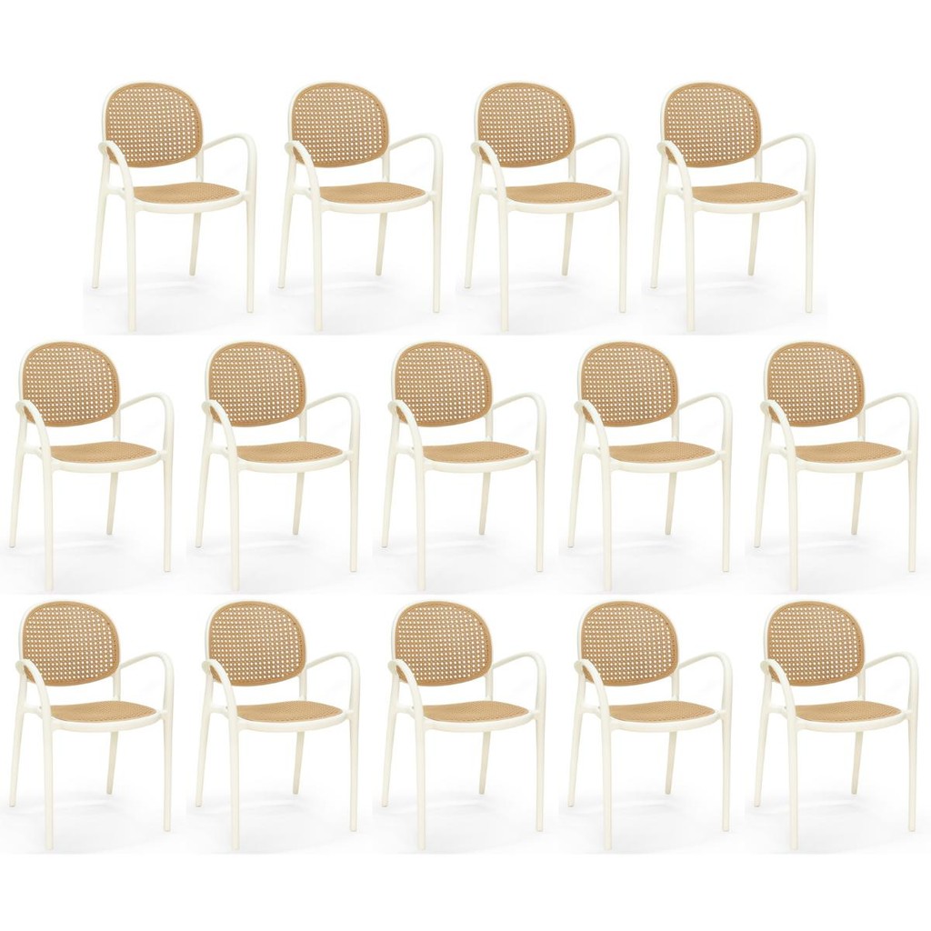 Kit 14 Cadeiras de Jantar Roma Com Braço para Sala e Cozinha em Oferta na Shopee