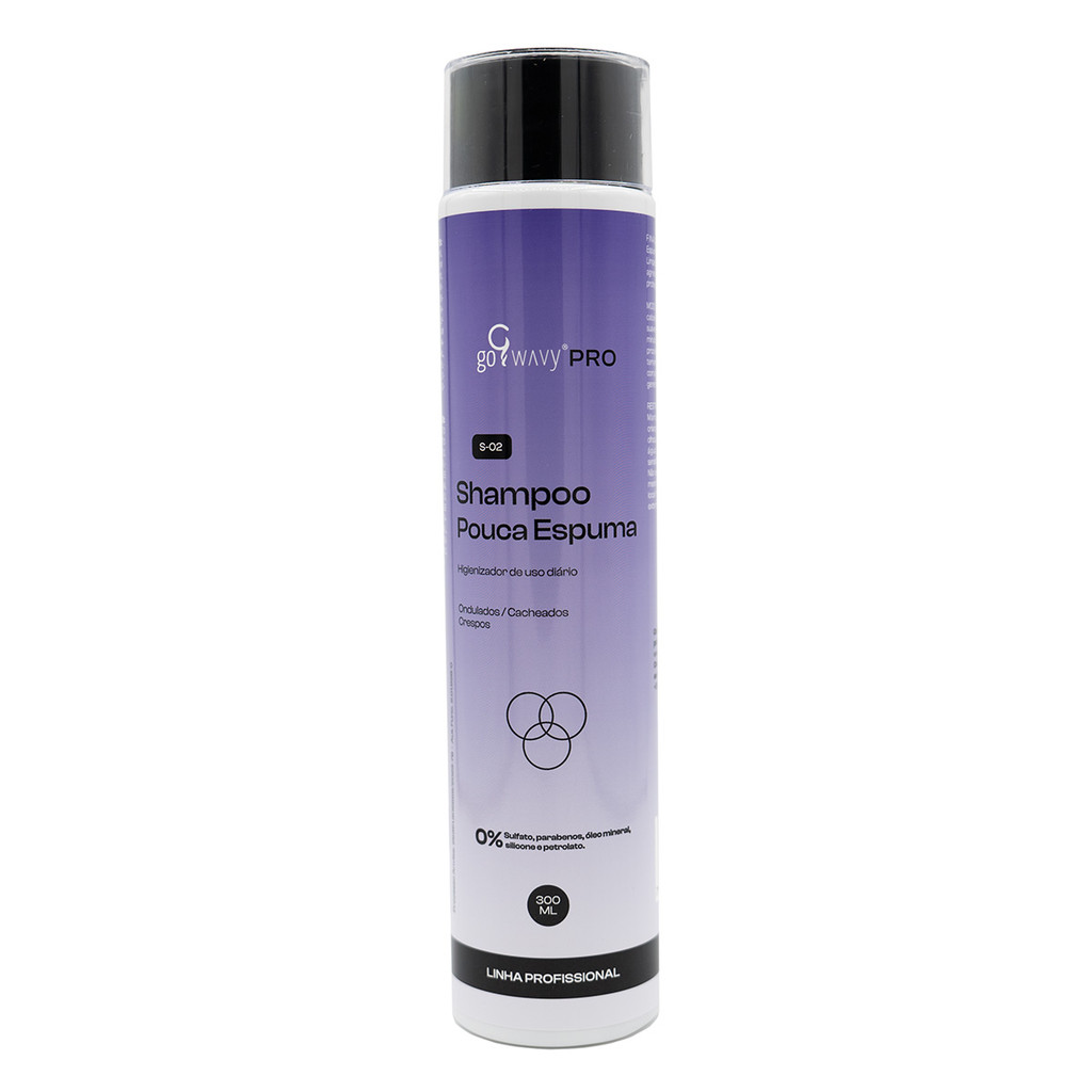 SHAMPOO POUCA ESPUMA PARA CABELOS ONDULADOS, CACHEADOS E CRESPOS | 300ML | GOWAVY CACHOS | MÉTODO LOW-POO/val./prox.