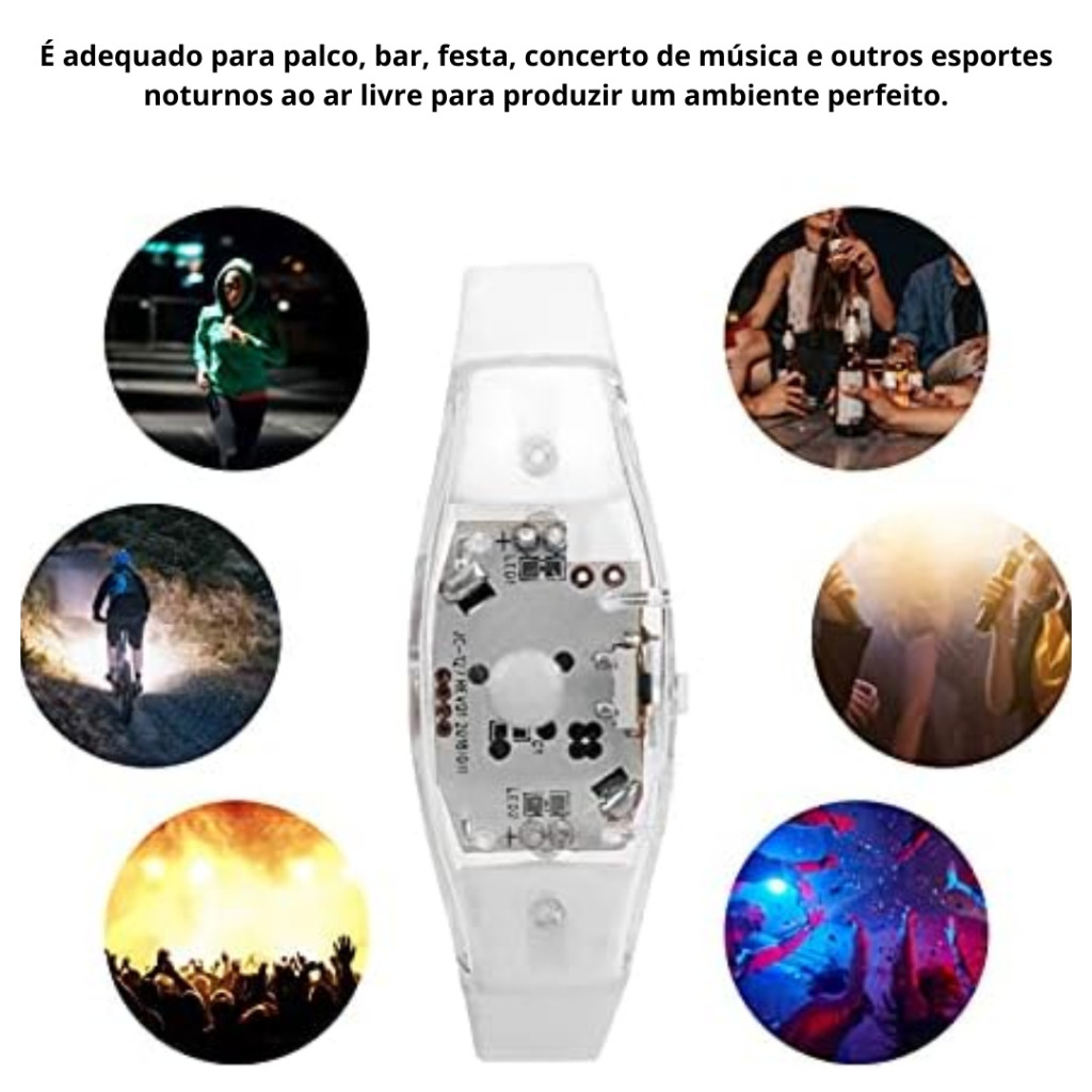 Kit 10 Pulseira de LED Ativada por Som Música e Movimento - Acompanhe o Ritmo da Festa em Oferta na Shopee