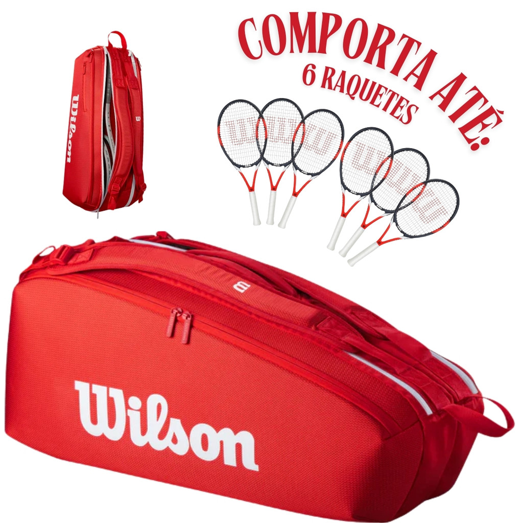 Raqueteira Bolsa P/ Raquete Tênis Wilson Super Tour 6pk Pro