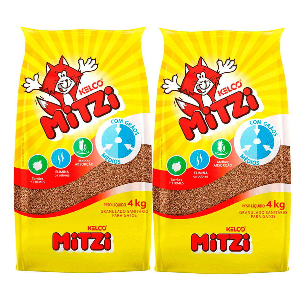 Kit 2 Granulado Sanitário Higiênico Mitzi Kelco para Gato 4kg em Oferta na Shopee