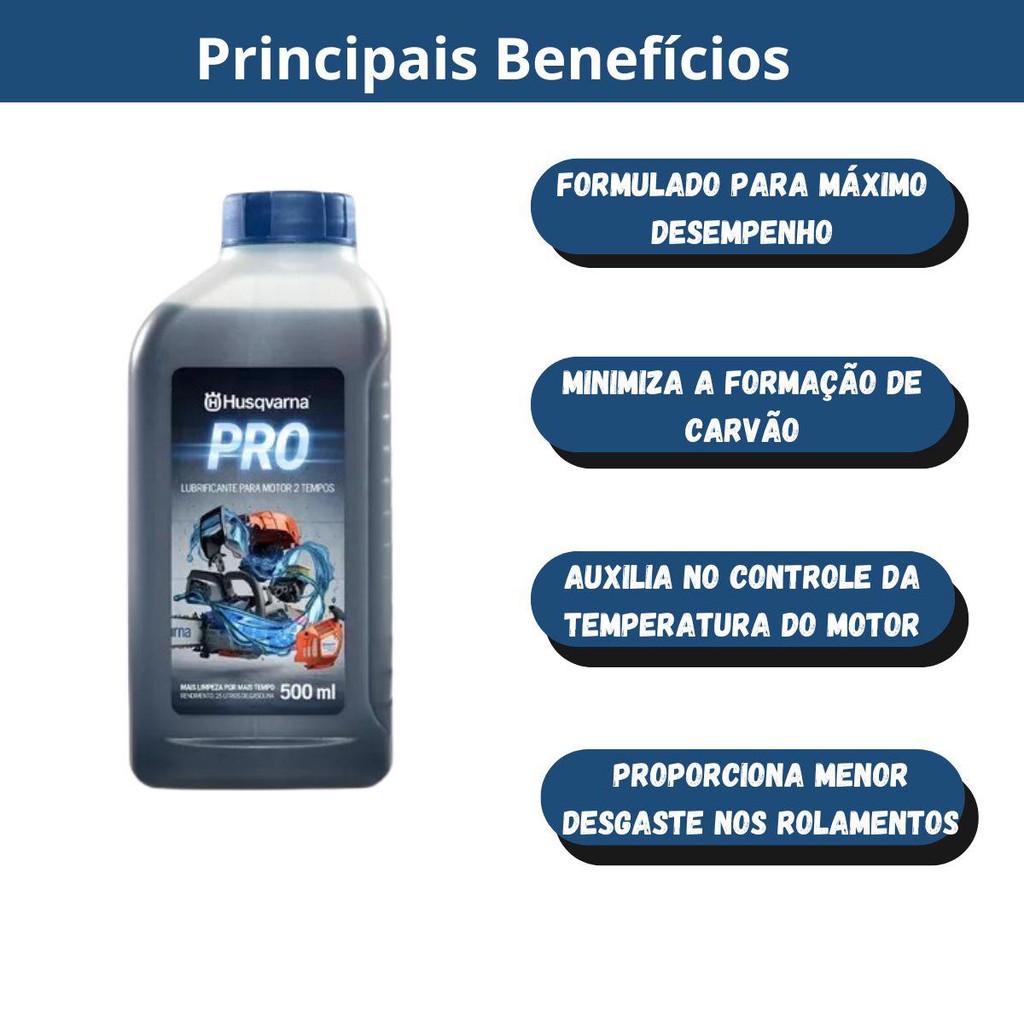 Detalhes do Óleo Lubrificante Motor 2 Tempos 500ml Premium Husqvarna Alta Performance