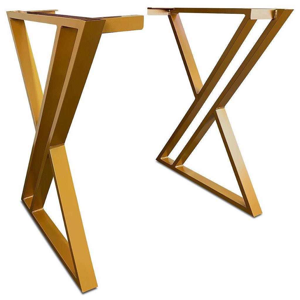 Base de Mesa de Jantar Industrial Moderno P/ Tampos de Madeira de Até 1,80m x 0,90m Qatar - Dourado em Oferta na Shopee