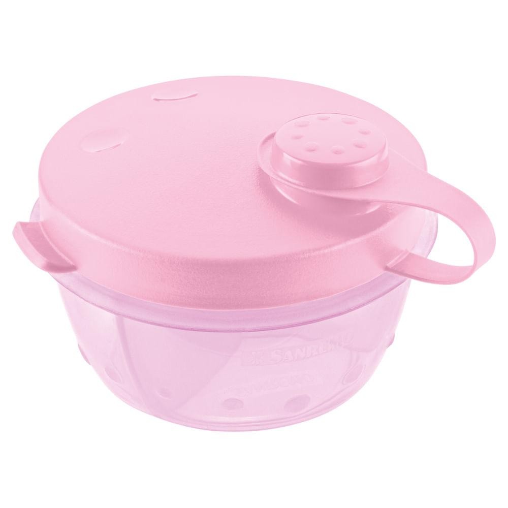 Pote para Leite em Pó Plástico Rosa 280ml Baby Sanremo