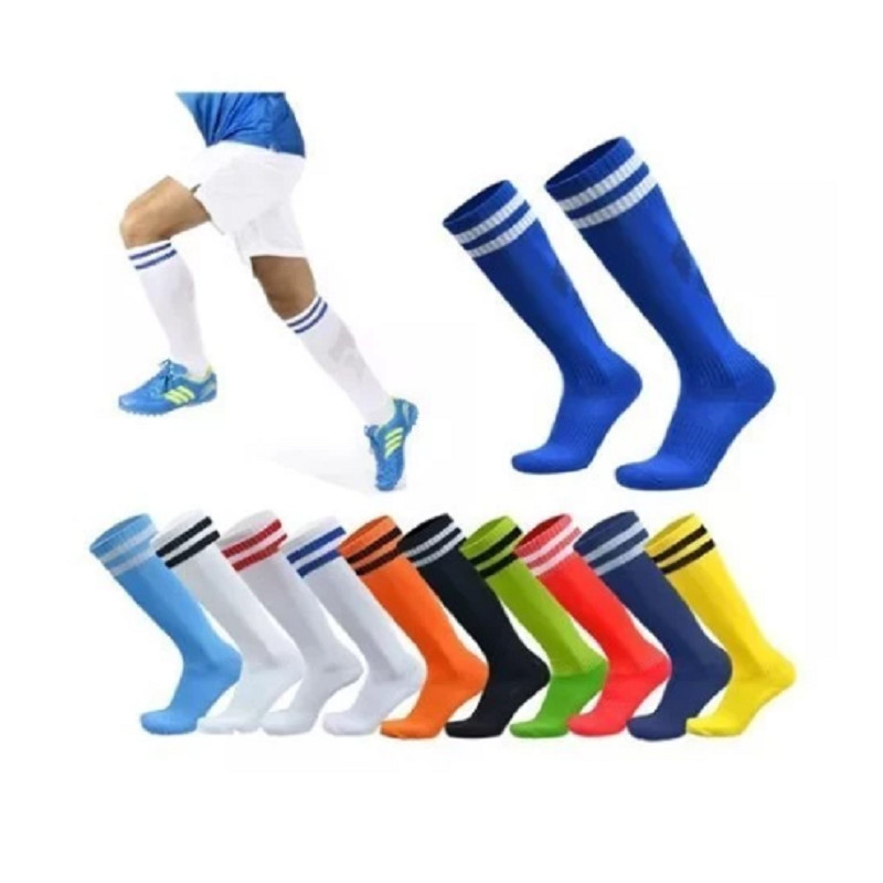 KIT 3 Meias Listradas Coloridas Antiderrapantes Unissex Para Futebol Prática Esportiva BL-001