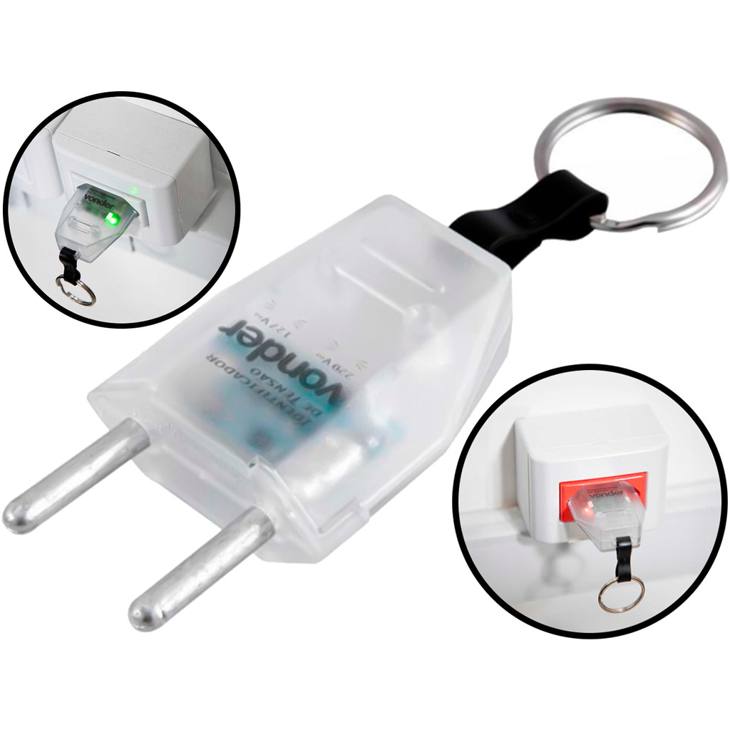 Identificador De Tensão Chaveiro Testador De Voltagem Com Indicador De Led Tomadas 127/220v Vonder