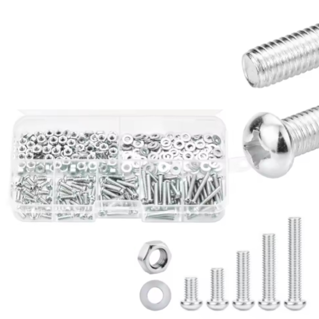 KIT 320 PARAFUSOS  PHILIPS ARRUELAS PORCAS AÇO ZINCADO - M3