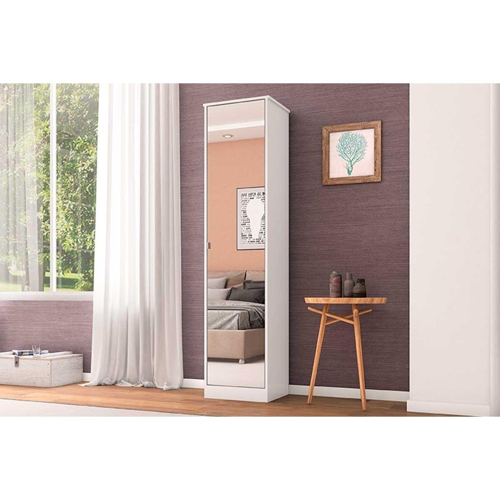Armário Sapateira Quarto Reflex c/ 1 Porta c/ Espelho Branco - Demóbile - Home & Living