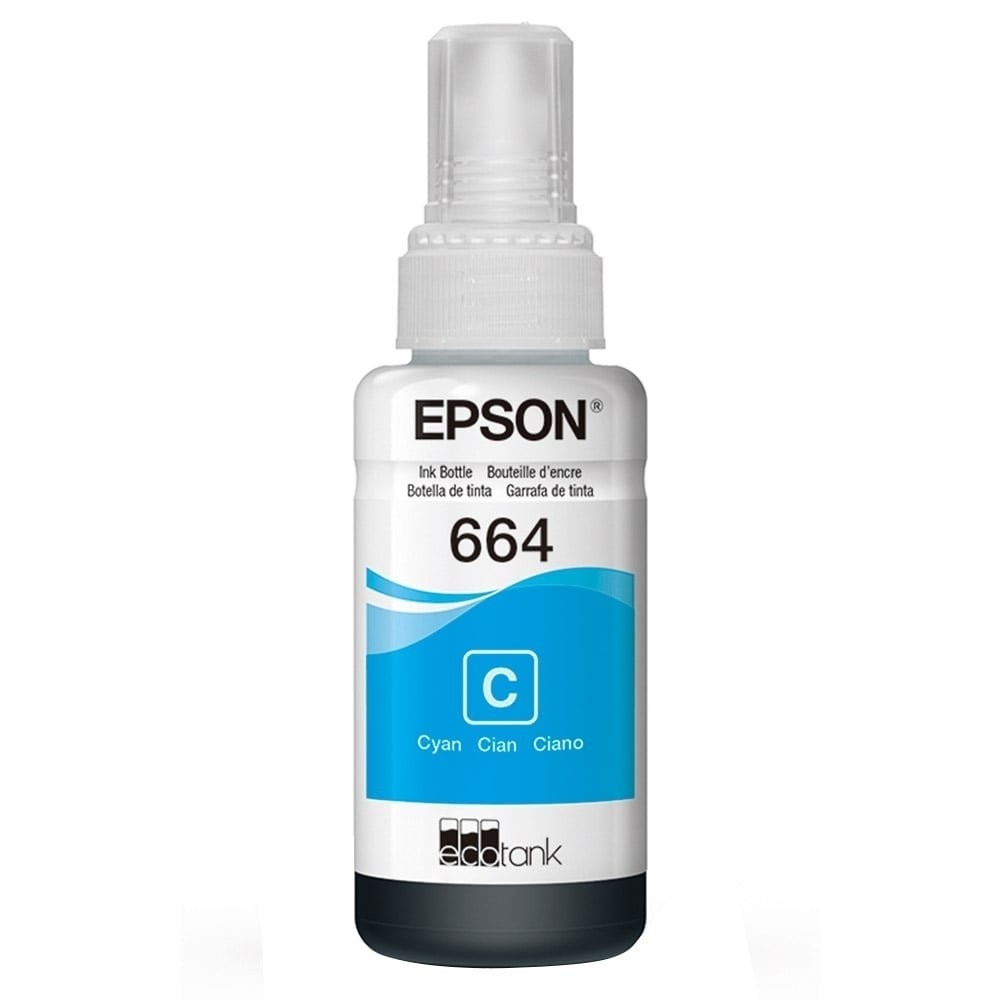 Garrafa de Tinta Original Epson EcoTank 664 T664220 Ciano para Impressoras L110, L120