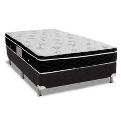 Conjunto Box Casal: Colchão Molas Ortobom Nanolastic Physical + Base CRC Suede Black (138x188)