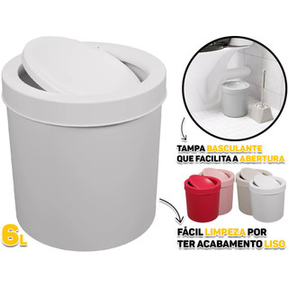 Lixeira Lixo 6 Litros Cesto Com Tampa Basculante Plástica Para Banheiro Lavabo Cozinha Escritório em Oferta na Shopee