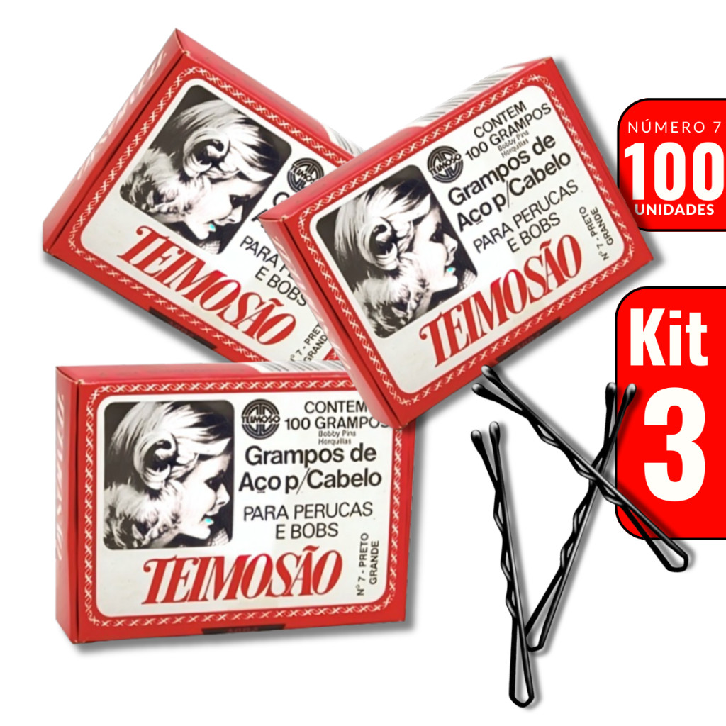 Grampo de cabelo N° 7 C/100un PRETO Kit c/3cx Total 300Grampos em Oferta na Shopee