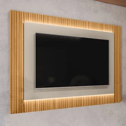 Painel para TV Até 70 Polegadas São Paulo 2.2 Ripado com Led Tauari/Off White - Linea Brasil