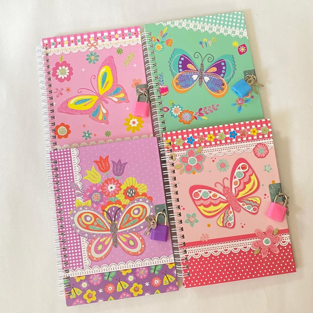 Diário Borboleta com Chave Interponte Cor Aleatória em Oferta na Shopee