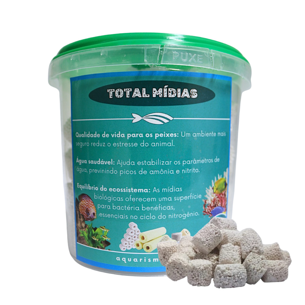Mídia Biológica Cerâmica 3D Para Aquários Lagos Sump TM50001 Pote 700gr Total Mídia