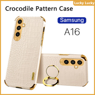 Capa Com Padrão De Crocodilo Para Samsung A16 A06 A26 A36 A56 A16 A15 A35 A55 5G 4G LTE Suporte De Anel De Dedo PU Chape em Oferta na Shopee