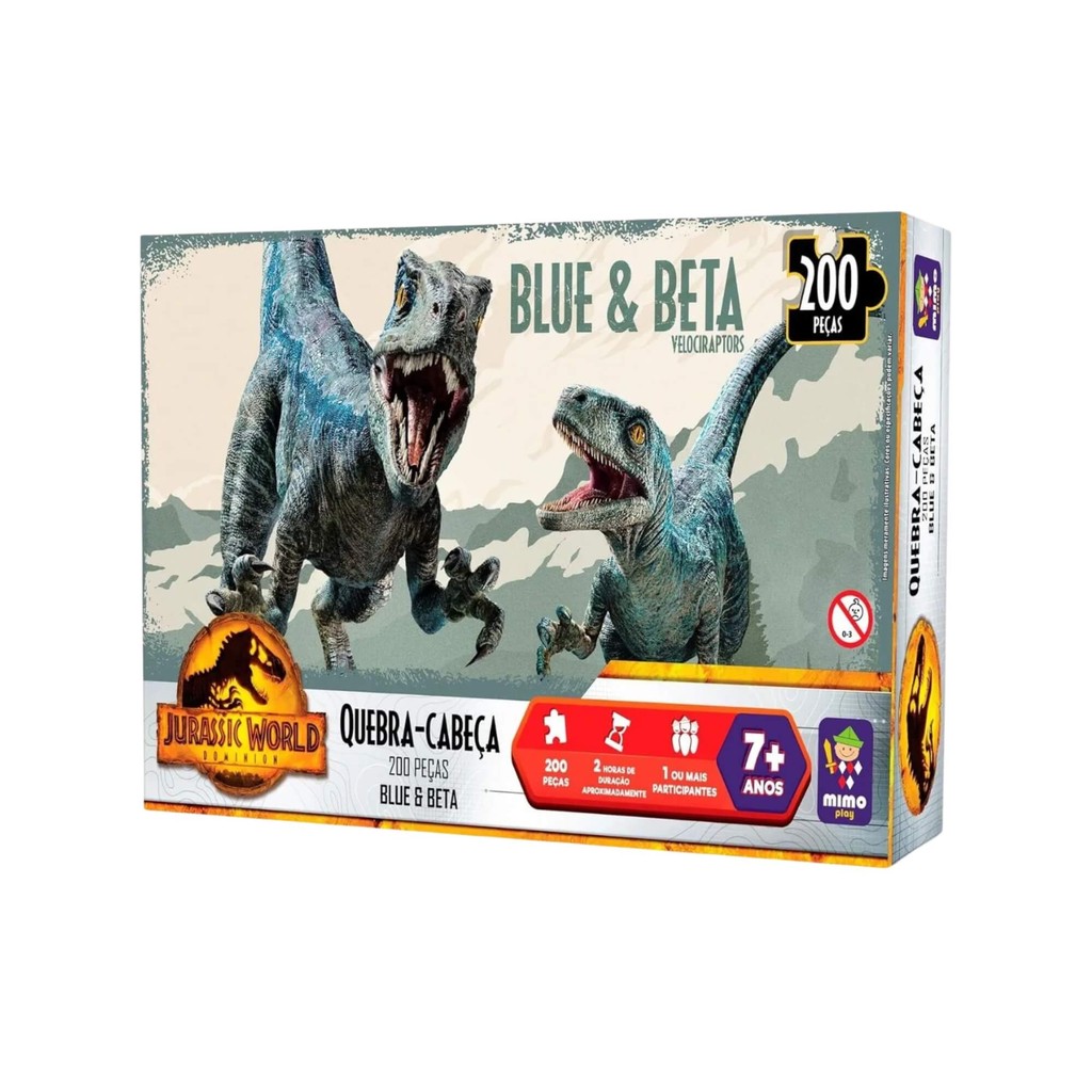 Quebra-Cabeça Puzzle 200 Peças Blue e Beta Jurassic World Mimo Toys - 2089