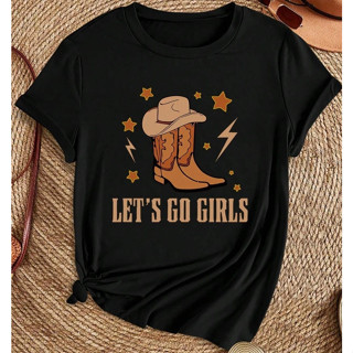 Camiseta Feminina Country Bota estrelas Let¨s Go Girls Camisa Cowgirl em Oferta na Shopee