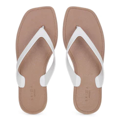 Chinelo Brizza Arezzo Tira V Branco e Marrom - Feminino