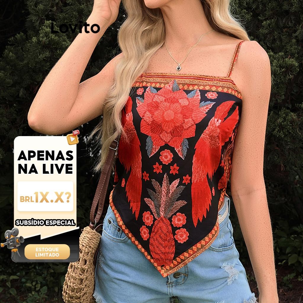 (LIVE STREAM SALE) Lovito Boho Tribal Print Padrão Regata para Mulheres LBL17515 em Oferta na Shopee