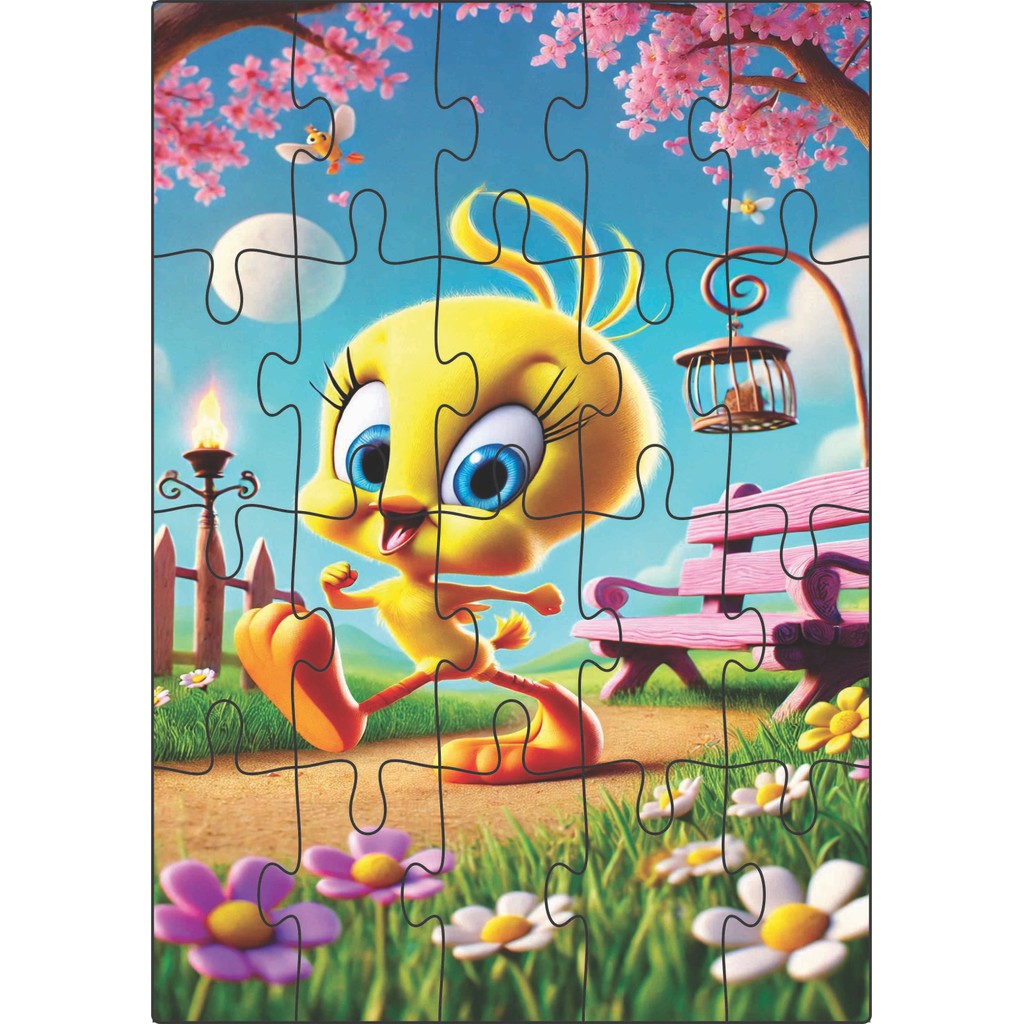 Jogo Quebra-Cabeça Jogo Infantil Educacional Pintinho Amarelinho 20 peças em MDF 18x26