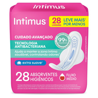 Absorvente Intimus Tecnologia Antibacteriana Com Abas - 28un em Oferta na Shopee