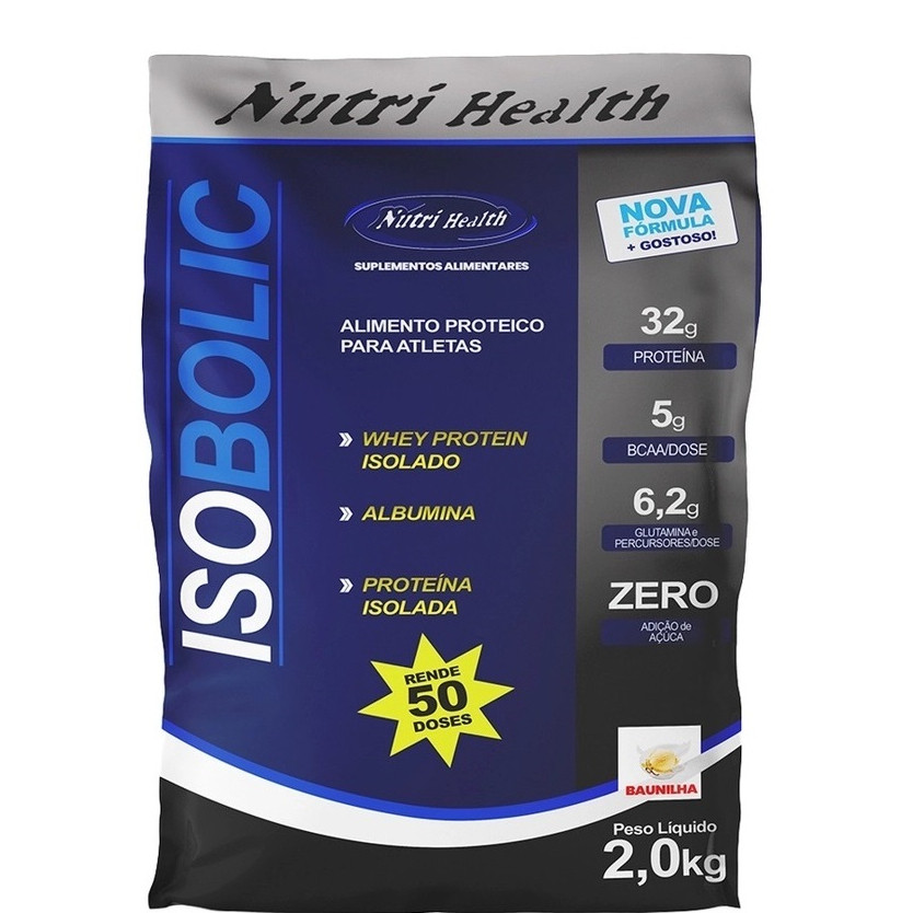 Suplemento Pó Isobolic Proteína Isolada Whey Protein Albumina Refil 2Kg - NutriHelth