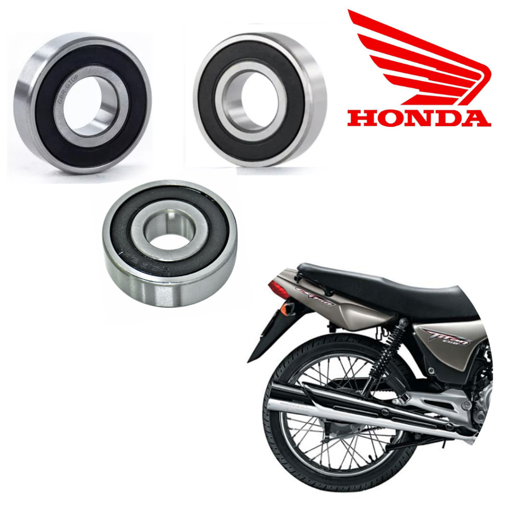 Kit Rolamento da Roda Traseira Moto CG Titan/Fan/Start 150 - CG Titan/Fan/Start 160 (3 Peças)