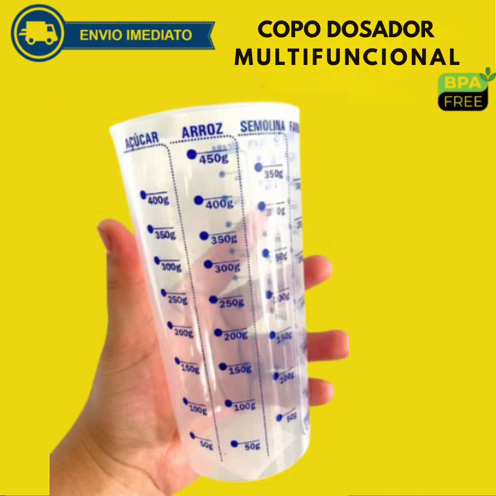 Copo Medidor 500ml Graduado Plástico – Dosador para Receitas | Culinária