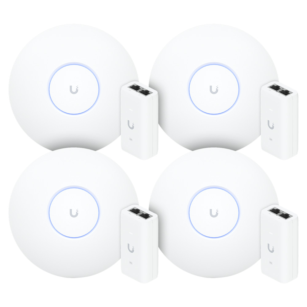 4 Roteadores Wi-Fi 6 Access Point 3.0 Gbps + 4 Injetores PoE | 4 U6+ Ubiquiti Com 4 Fontes 48V 15W