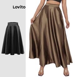 Lovito Saias Elegantes E Lisas De Verão/primavera Para Mulheres L89ED045
