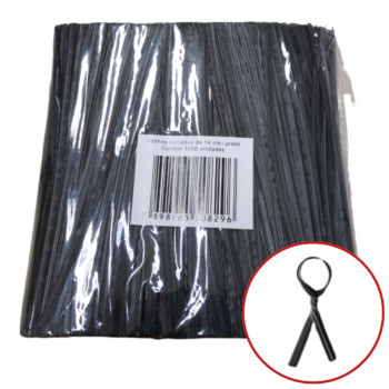 Fecho Preto 14cm com Arame e Lacre C/1.000 Un | Amarrilho p/ Sacos, Embalagens, Delivery, Pães e Hortifruti em Oferta na Shopee
