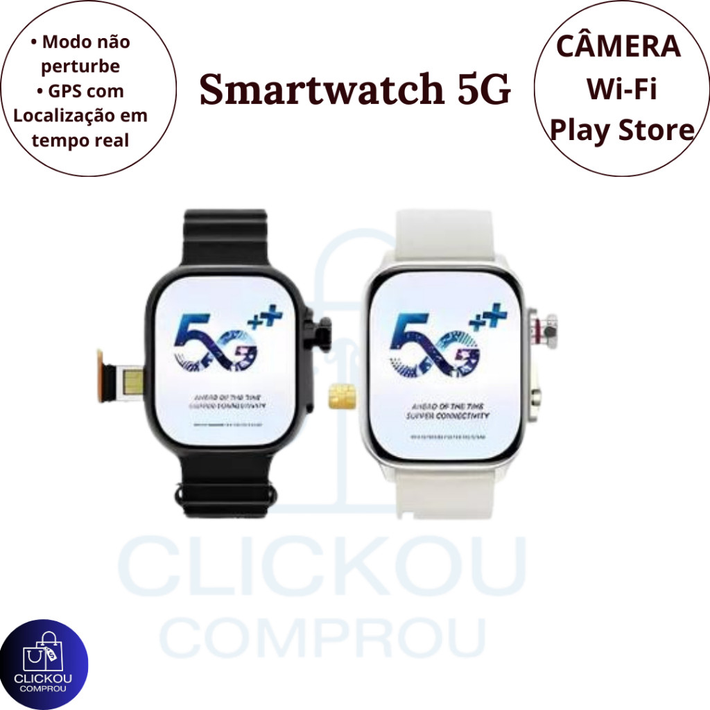 Smartwatch  Ultra 3 AI com Chip  5G+ Câmera  4 Pulseiras, Película Capa  Celular 16GB e 2 ...