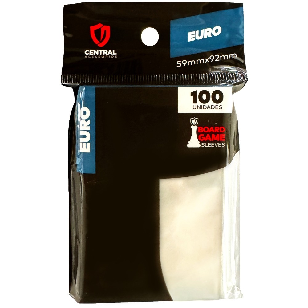 SLEEVE EURO 59X92mm TRANSPARENTE CENTRAL 100UN BOARD GAMES PROTETOR CARTAS ACESSÓRIOS JOGOS TCG BGS em Oferta na Shopee