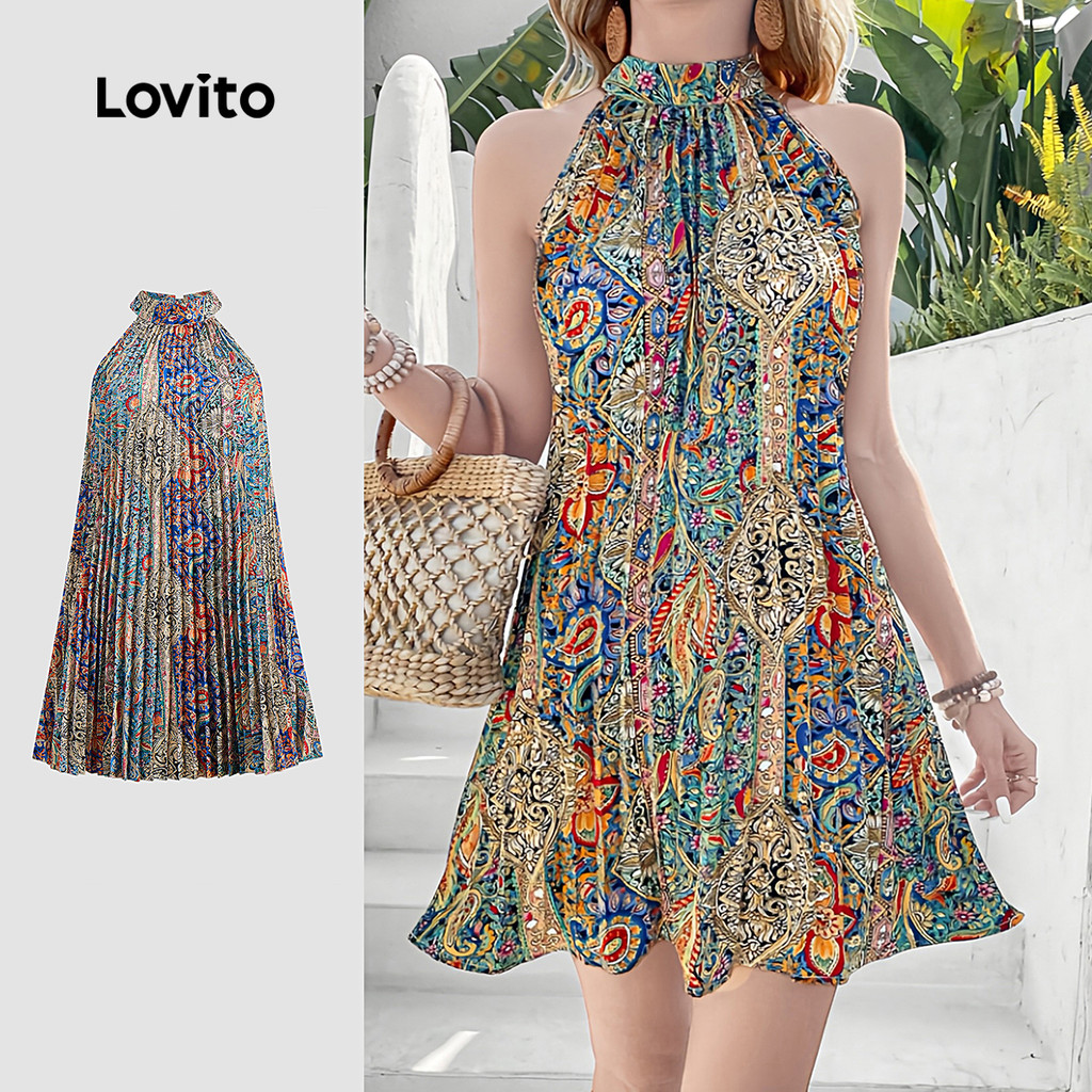 Lovito Vestido Boho Com Estampa Tribal E Ombros Vazados Clássico E Versátil Verão/primavera Para Mulheres L128ED779 em Oferta na Shopee