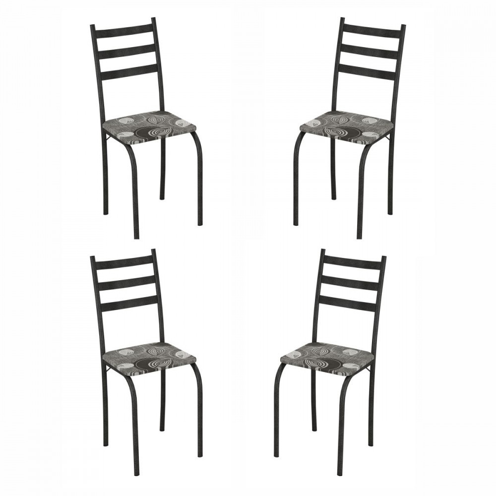 Conjunto com 4 Cadeiras Maraba Martelado Grafite Assento Paraopeba Teixeira em Oferta na Shopee