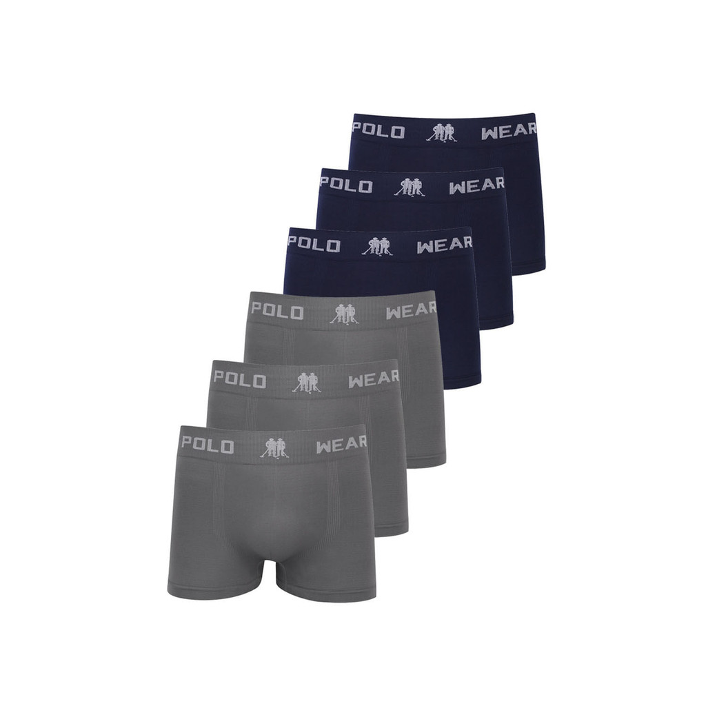 Kit 6 Cuecas Masculinas Boxer Microfibra Lisa Polo Wear Sortido - Men Clothes