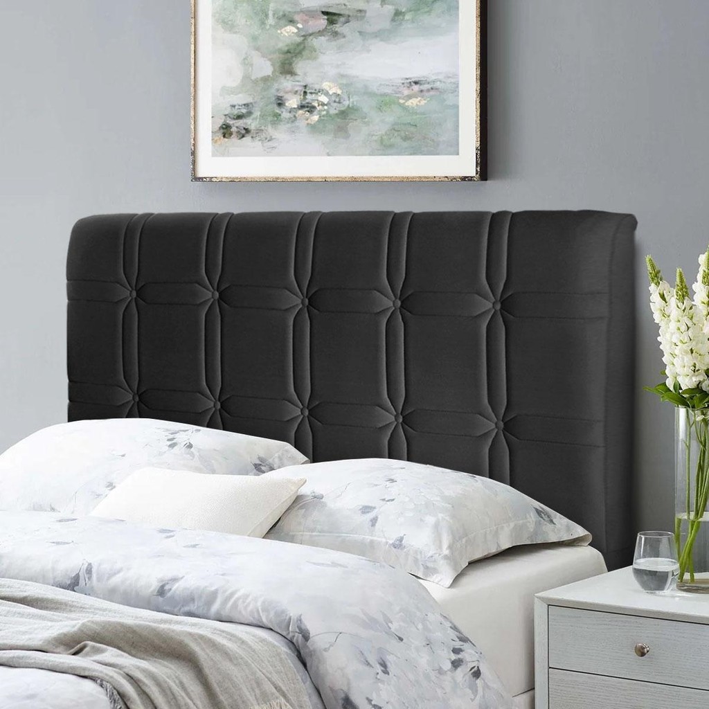 Cabeceira Cama Box Casal 140cm Suede Velut Preto - King House em Oferta na Shopee