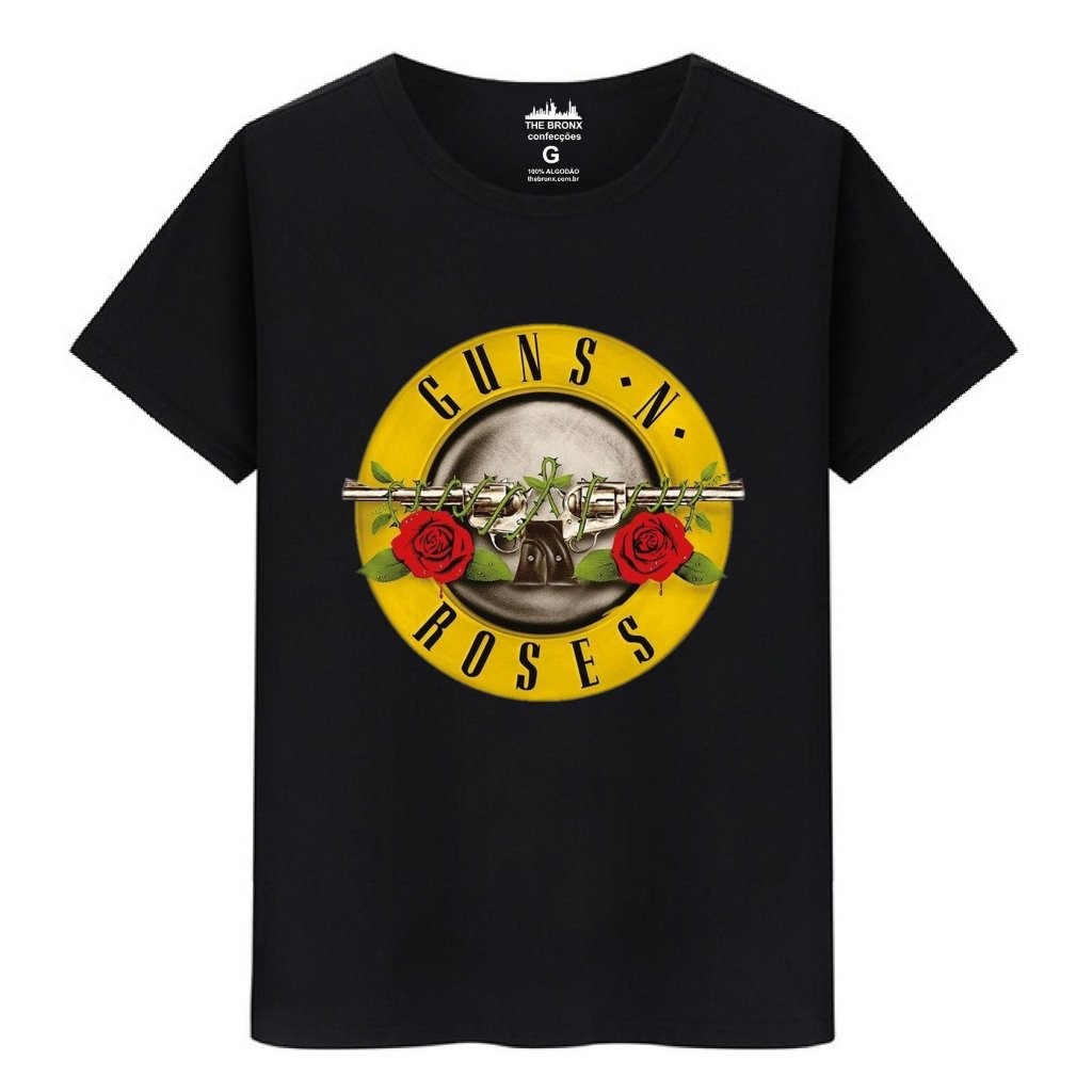 Camiseta Masculina Feminina  Algodão Tradicional, Adulto, Infantil e Plus Size Guns N´Roses em Oferta na Shopee