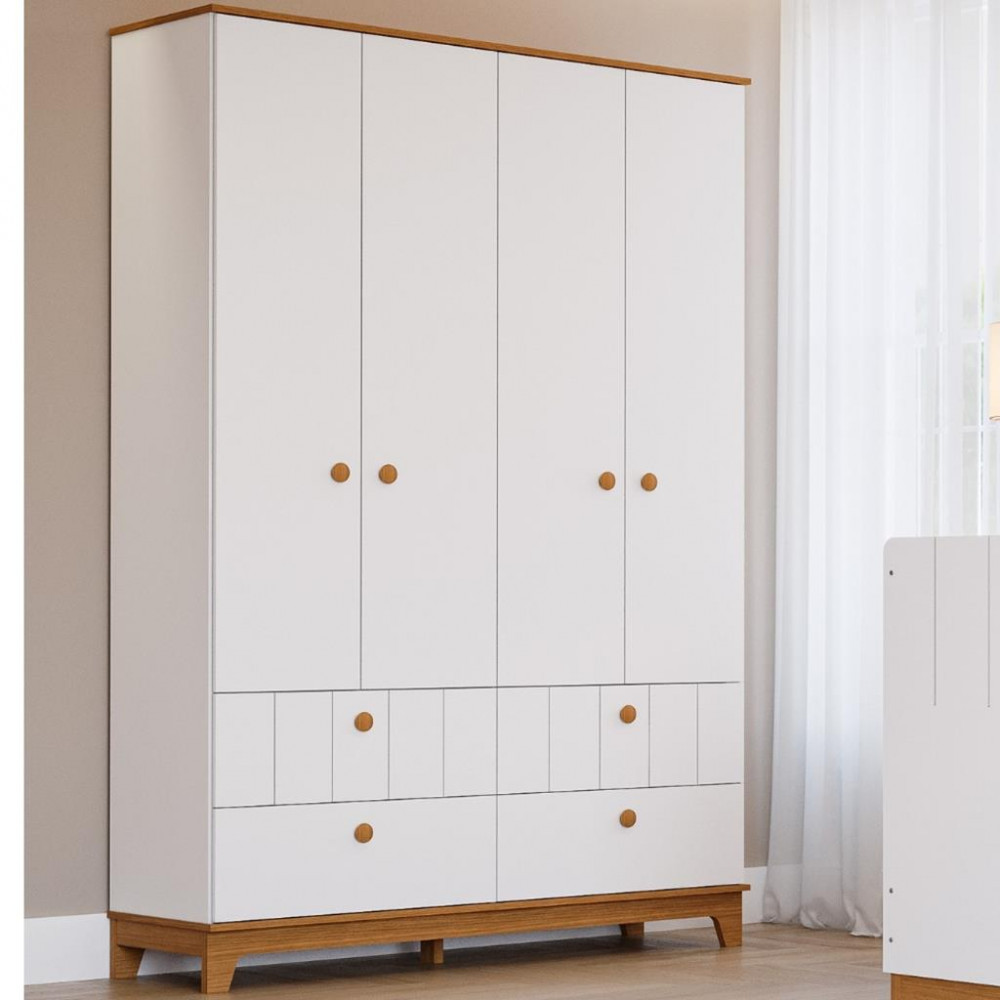 Guarda Roupa de Bebê 4 Portas 4 Gavetas MDF Liza Permobili - Home & Living