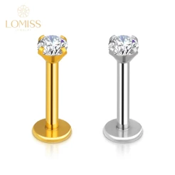 Piercing Labret Zircônia Redonda Aço Cirúrgico Rosca Interna Helix Tragus Conch Nariz Boca Piercing Aço Inoxidável