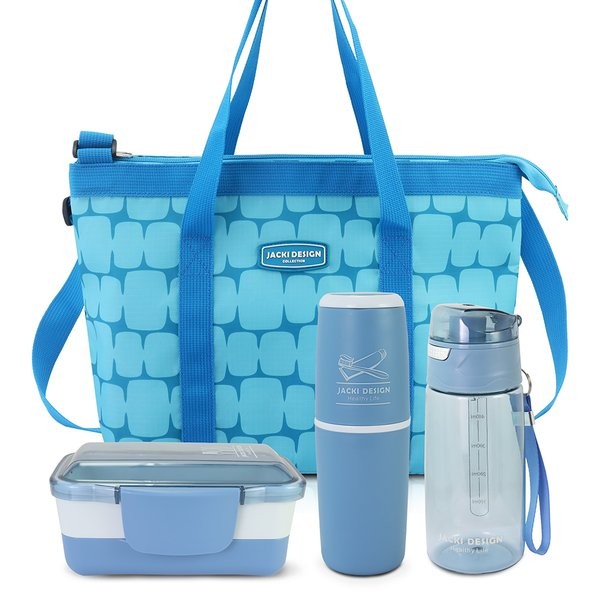 Conjunto de Bolsa Térmica com Pote de Marmita, porta escova e pasta de dente e Garrafa 500ml - Jacki Design - Home & Living