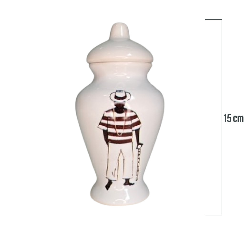 Quartinha Malandro Cerâmica (Produto Personalizado) 15x8 cm - Umbanda Candomble (PEQUENA)