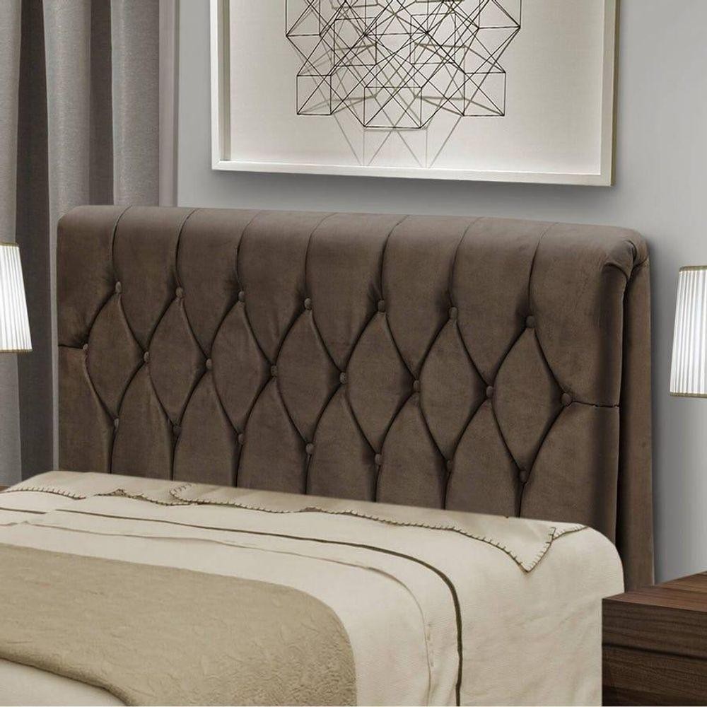 Cabeceira King 195cm Capitone Istambul Dobuê Marrom - Home & Living