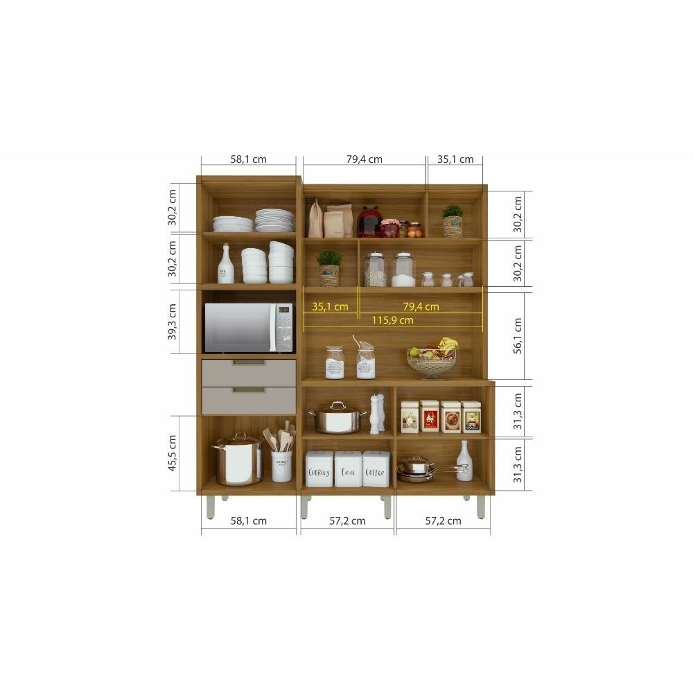Cozinha Compacta Imperatriz MDF 6 Portas Freijó Off White · foto 2