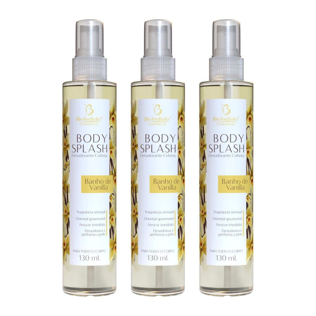 Kit 3 Body Splash Bio Instinto Banho de Vanilla 130ml em Oferta na Shopee