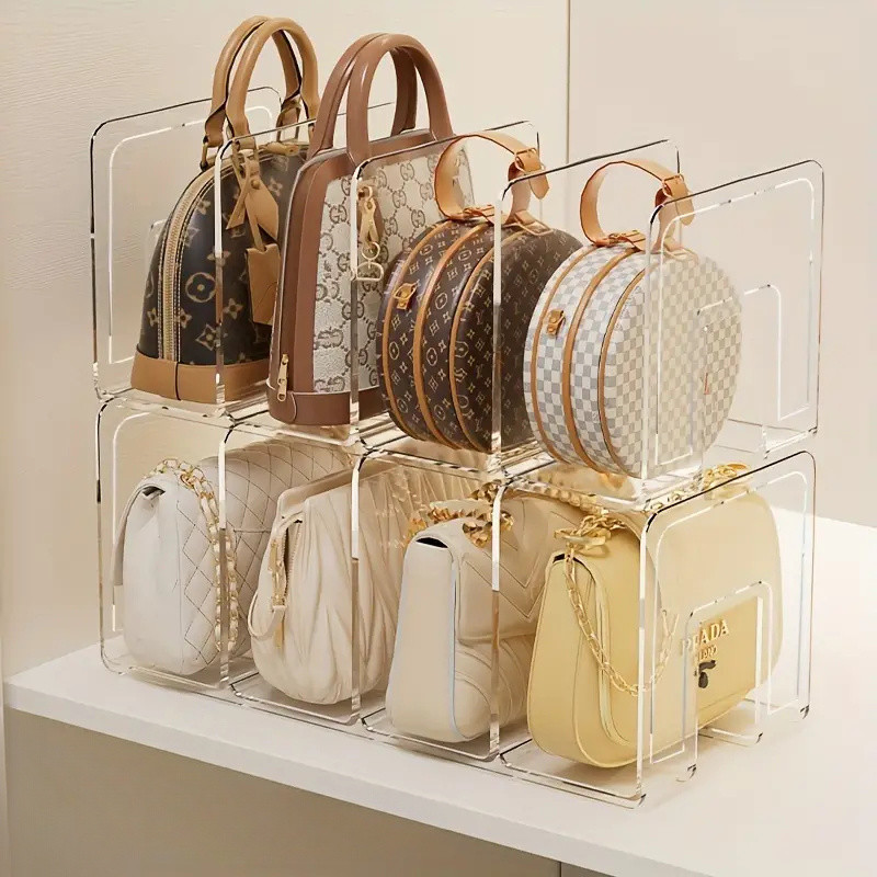 Organizador de bolsa acrílico transparente transparente-divisória de armazenamento de bols...