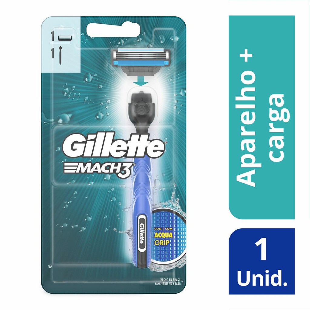 Aparelho de Barbear Gillette Mach3 Acqua-Grip - Beauty