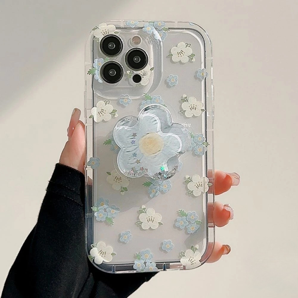 Flor Areia Movediça Suporte Caso Para Samsung S24 S25 Ultra S23 S22 Plus S20 FE A16 A14 A55 A53 A54 Capa Traseira Macia