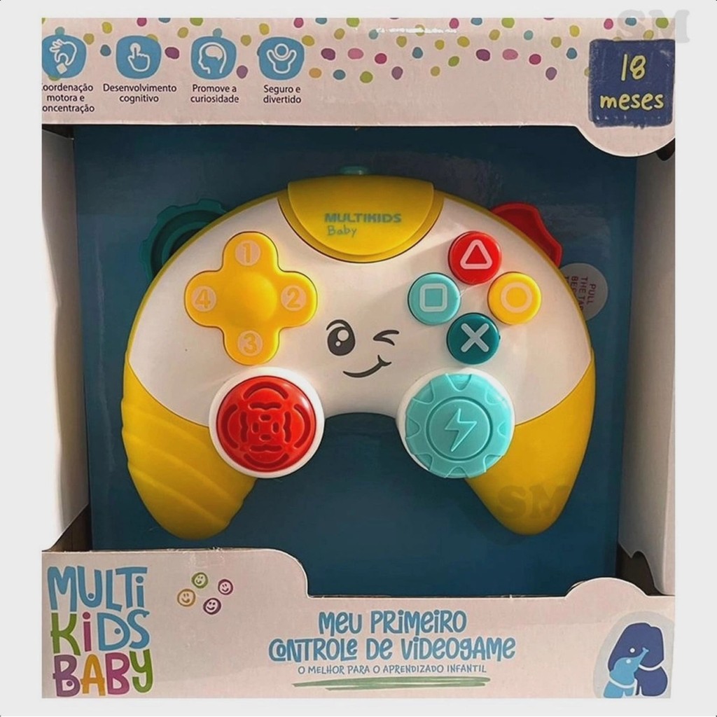 Brinquedo Meu Primeiro Controle De Vídeo Game Sons Luzes E Texturas Cores Sortidas +18 Meses Multikids Baby - BR1643 em Oferta na Shopee